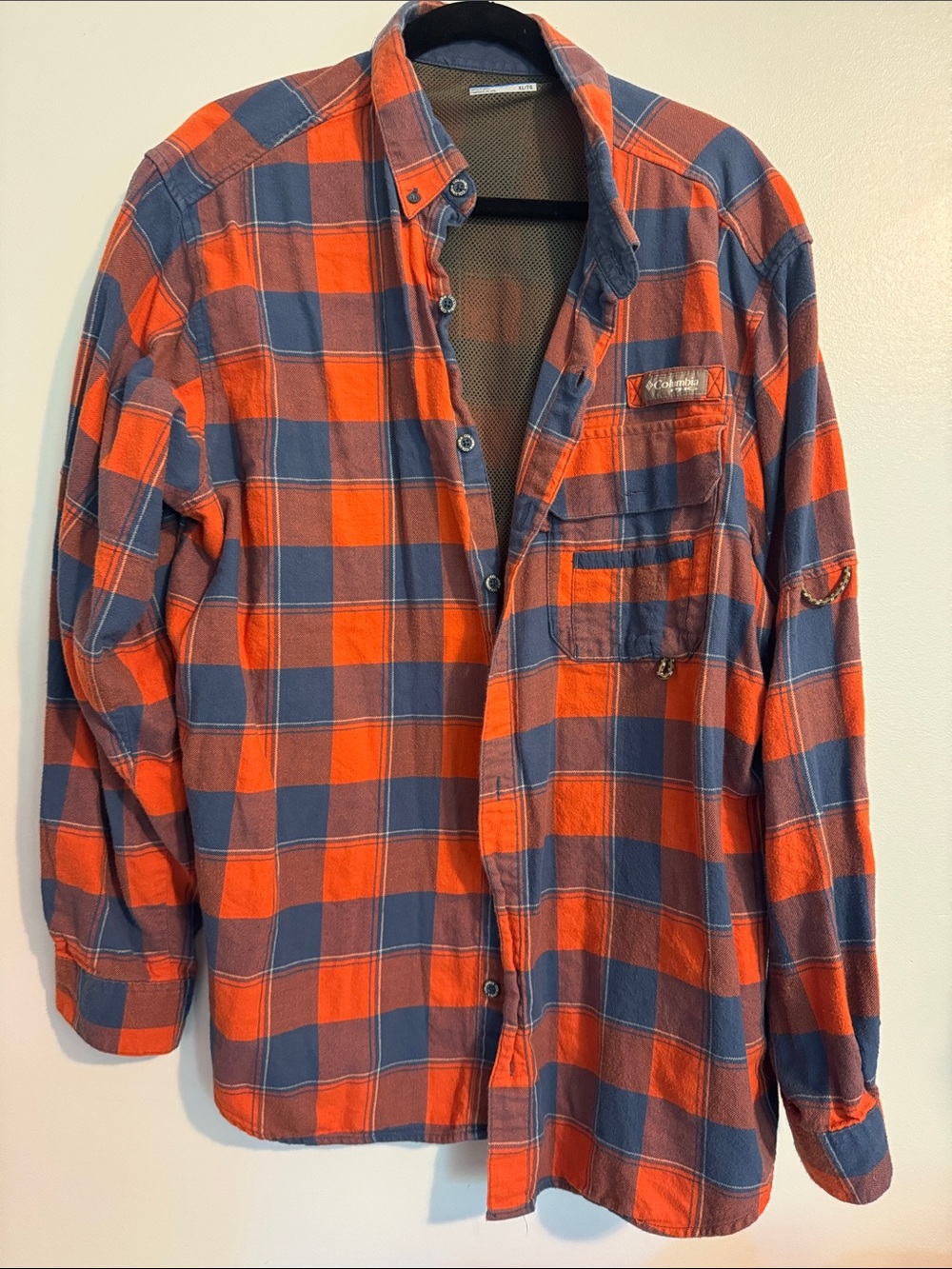Men's Columbia Plaid Button-Up Shirt - Orange & Blue